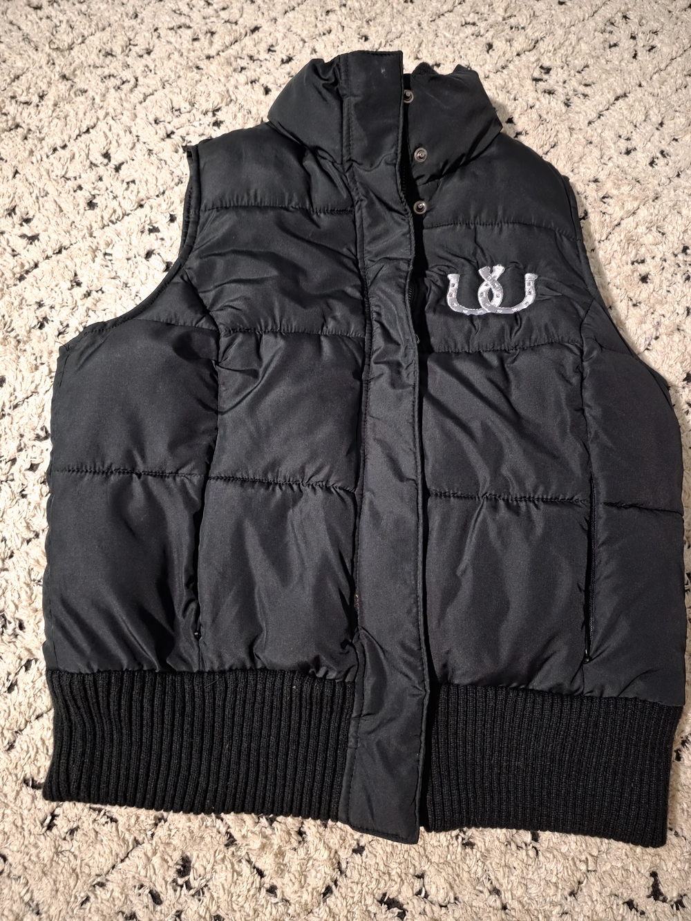 True Religion Black Quilted Puffer Vest